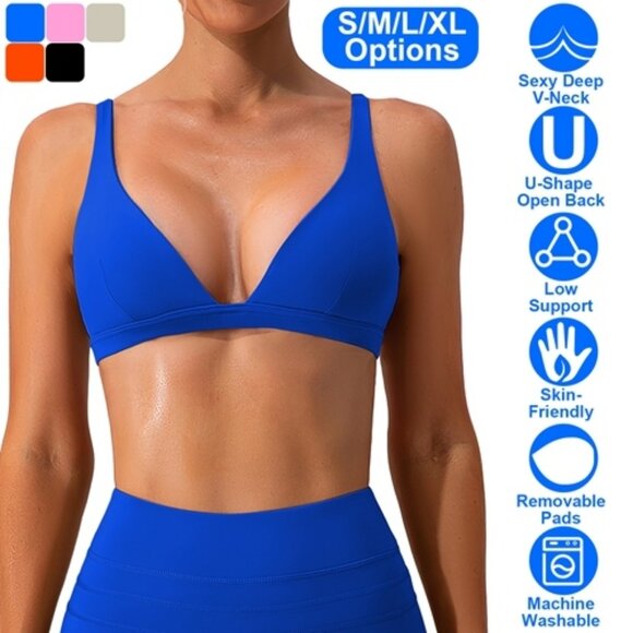 Npolar Other - Women Deep V-Neck Sports Bras U-Shaped Back Sport Bras Padded